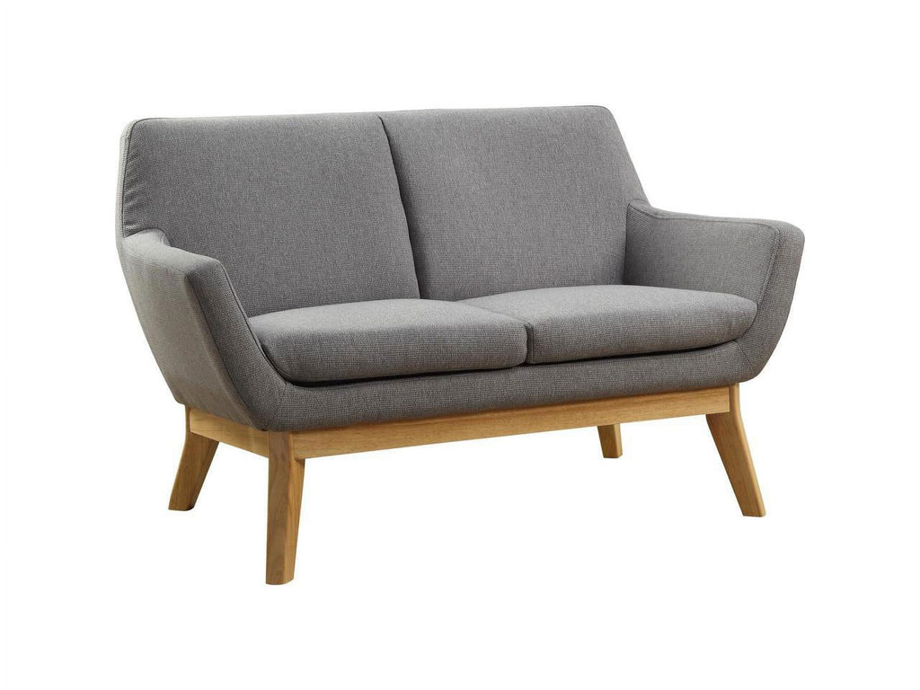 Upholstered Loveseat with Wood Leg, Gray E300794