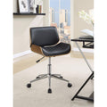 Contemporary Small-Back Home Office Chair, Black/Walnut C171