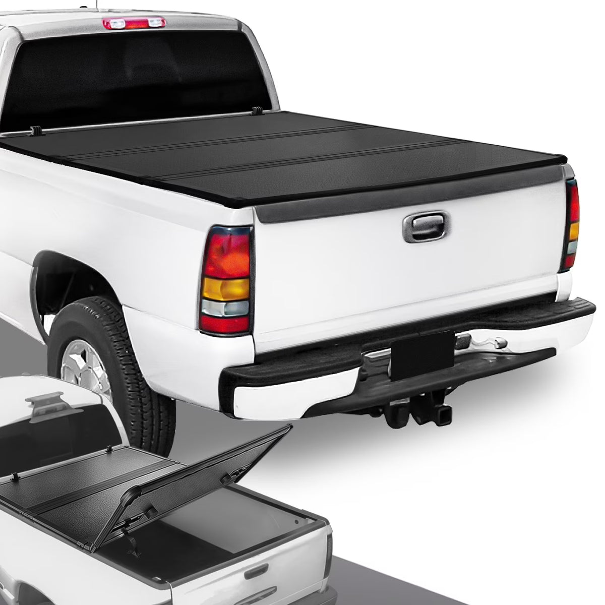 Hard Solid Tri-Fold Tonneau Cover for Chevy Silverado GMC Sierra 8Ft Long Bed U36524