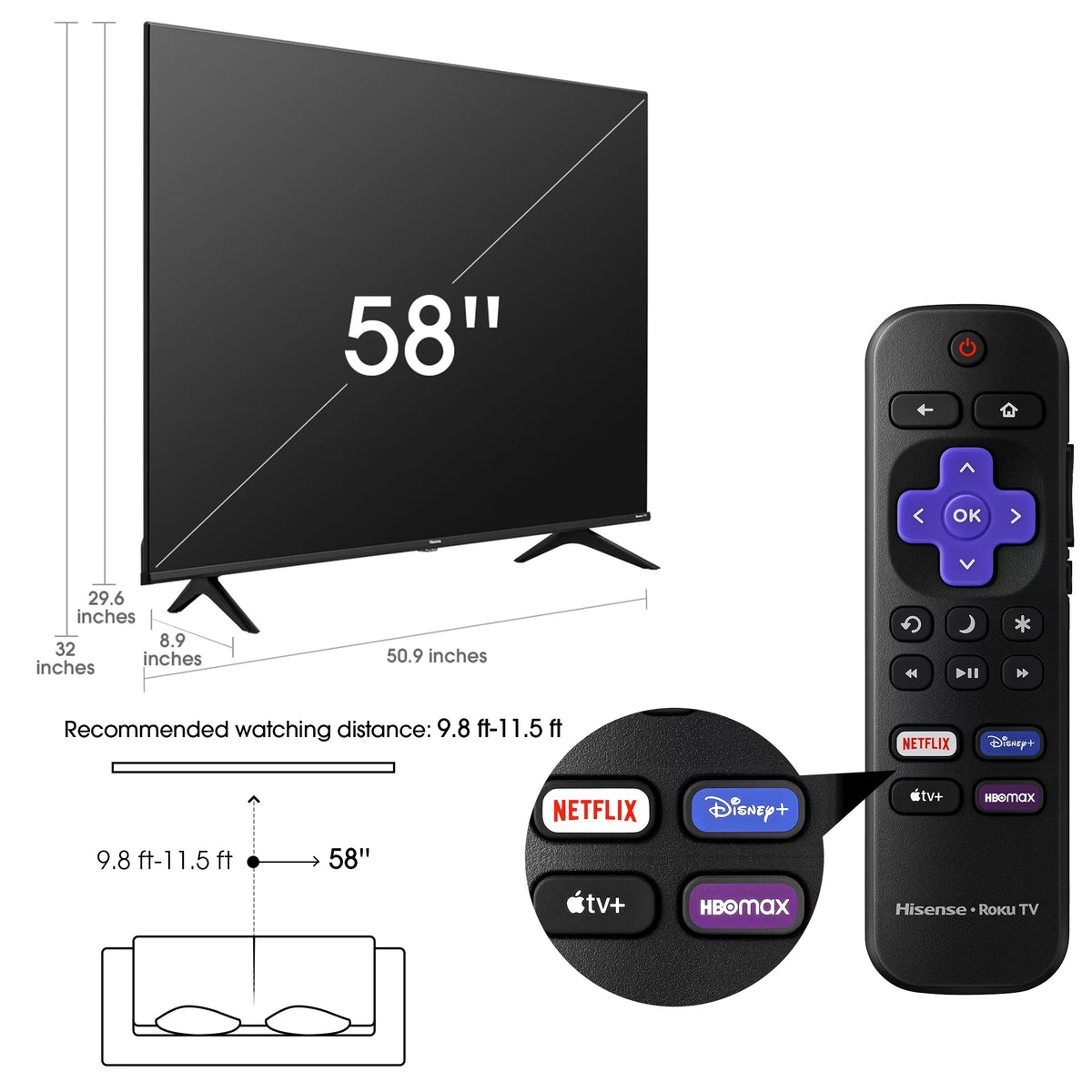 58 Class 4K UHD LED LCD Smart TV HDR R561164