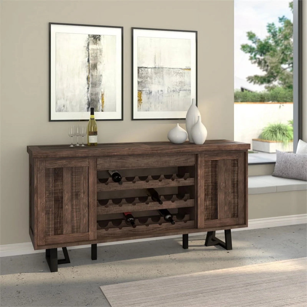 4 Piece Dining Table Side Chairs Sideboard Set T7980