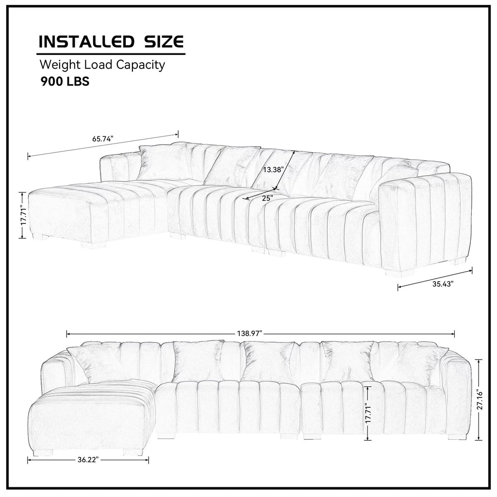 139" L Shaped Sectional Sofa with Ottoman S6769