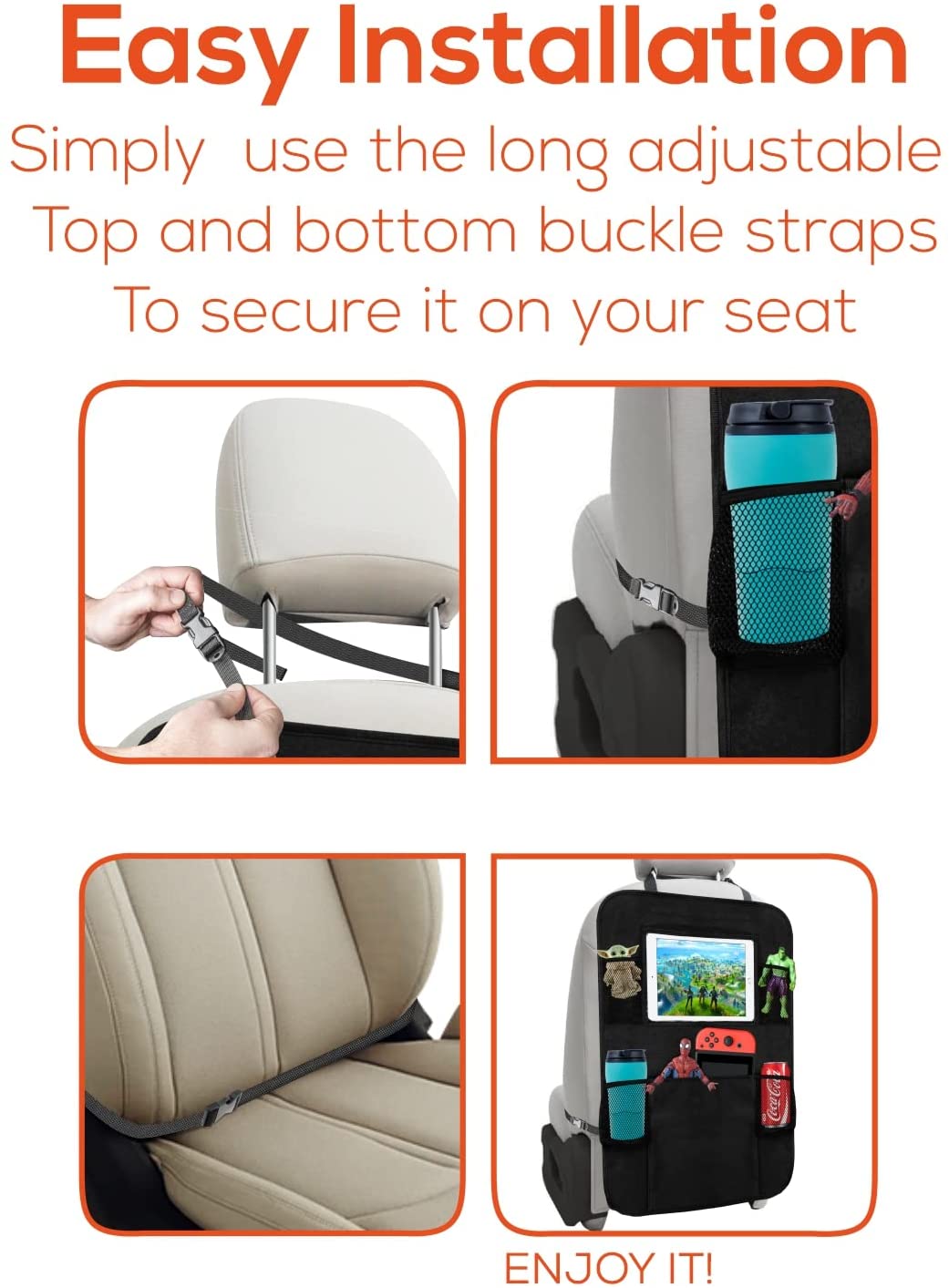 Black 2 Pack X-Large Backseat Car Organizer with 5 Pockets B558