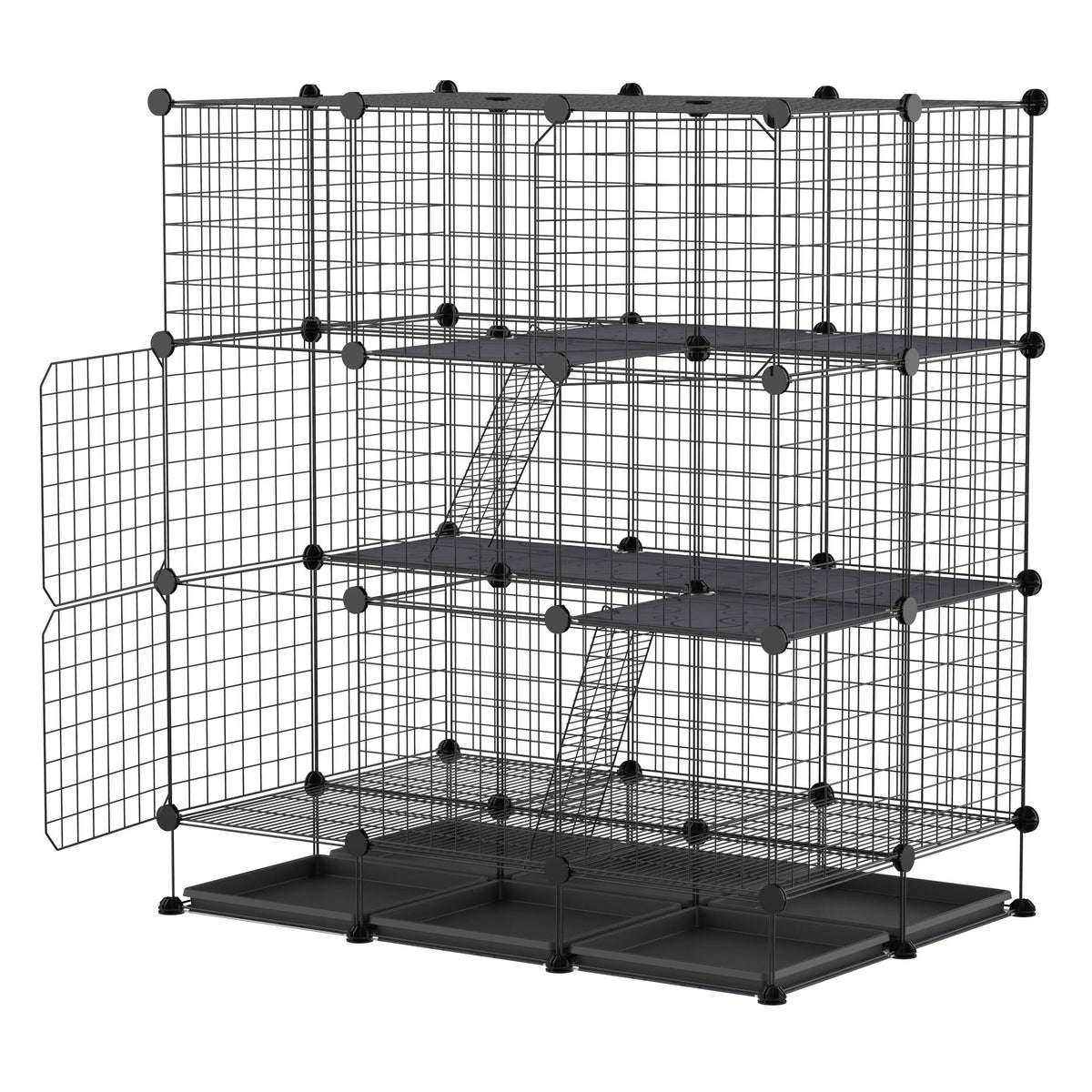 Black Steel Pet Playpen with Trays T22862