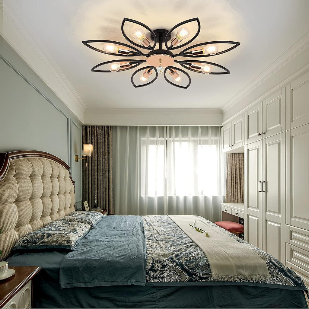 Black 6 Lights LED Semi Flush Mount Ceiling Light L6092