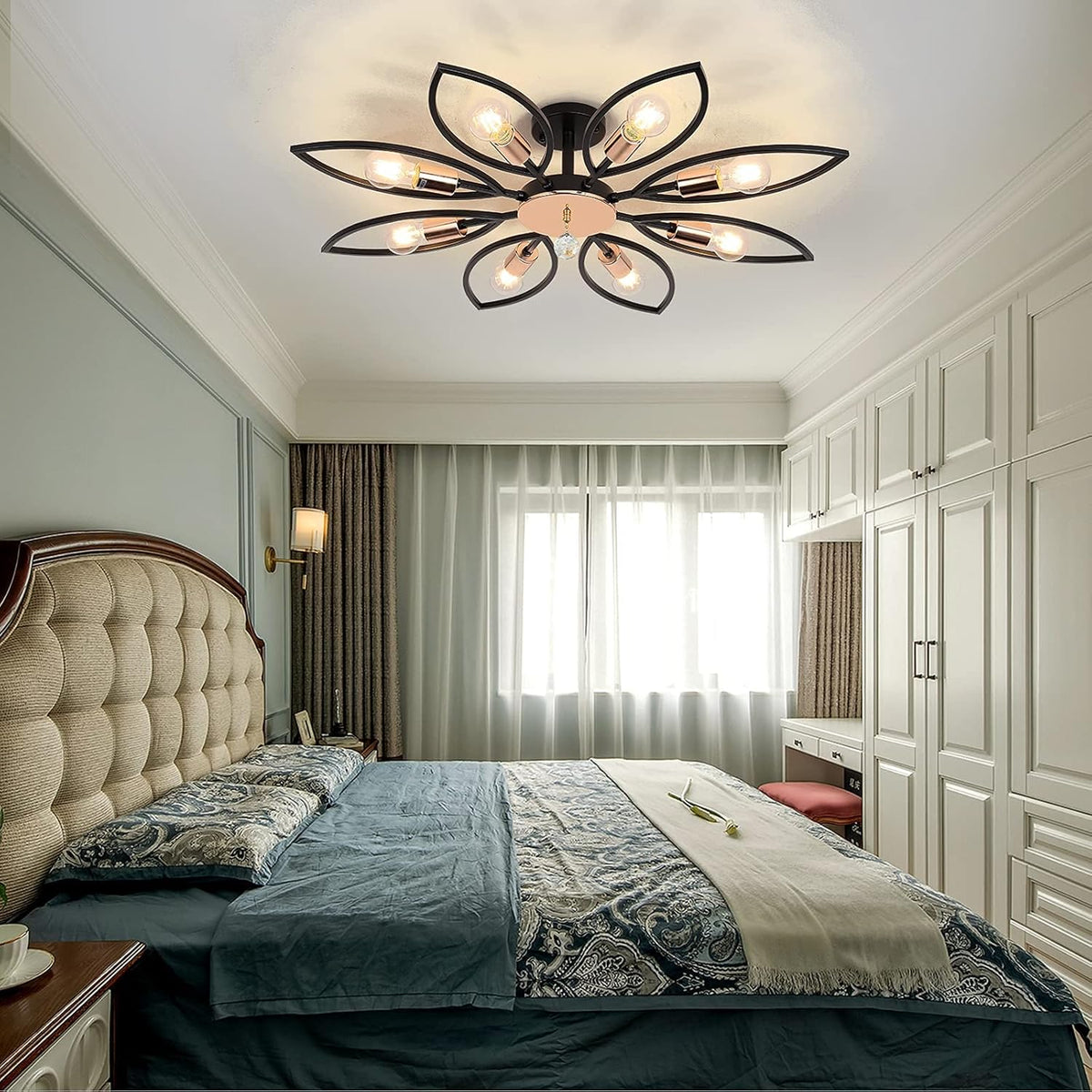Black 6 Lights LED Semi Flush Mount Ceiling Light L6092