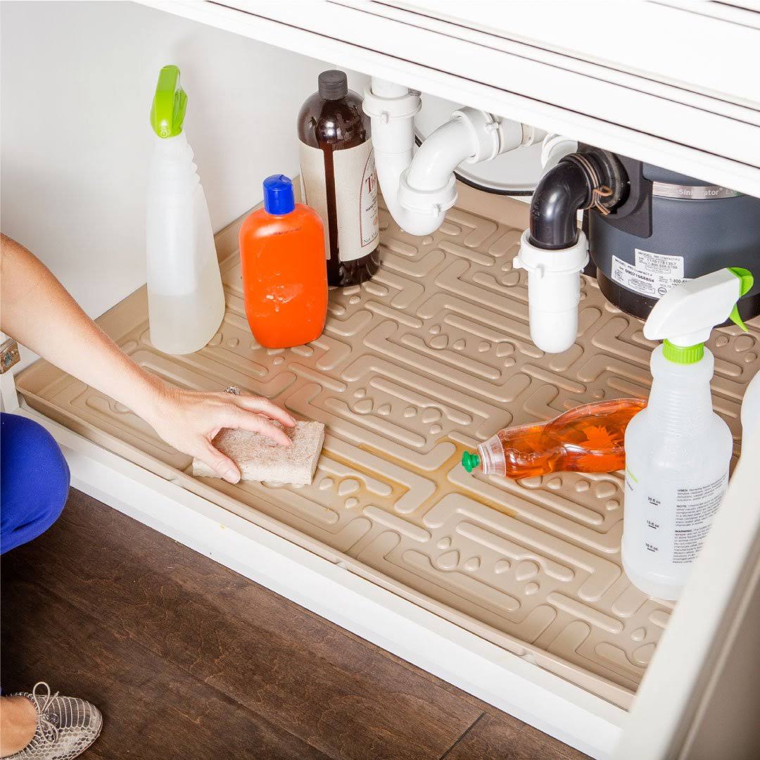 Under Sink Kitchen Cabinet Mat 37 x 22 inch Beige Z2062