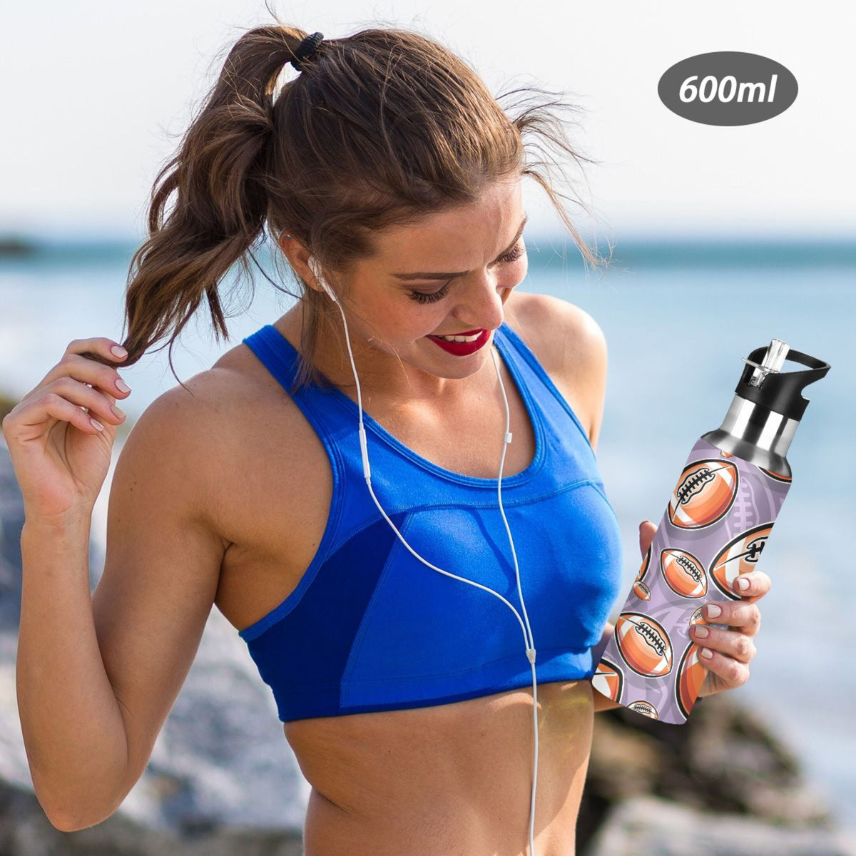 20 oz Insulated Stainless Steel Water Bottle with Straw Lid F54380