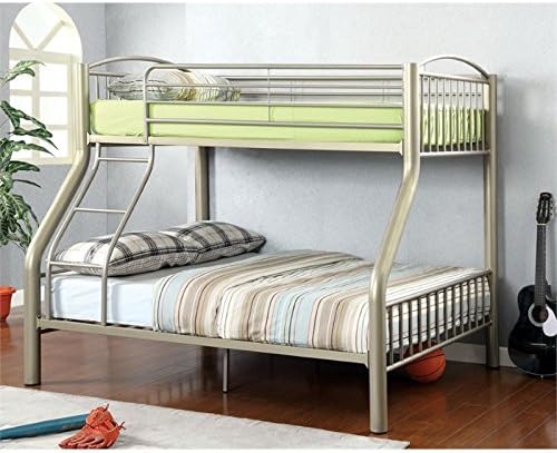 Metallic Gold Metal Twin Over Full Bunk Bed Q7606