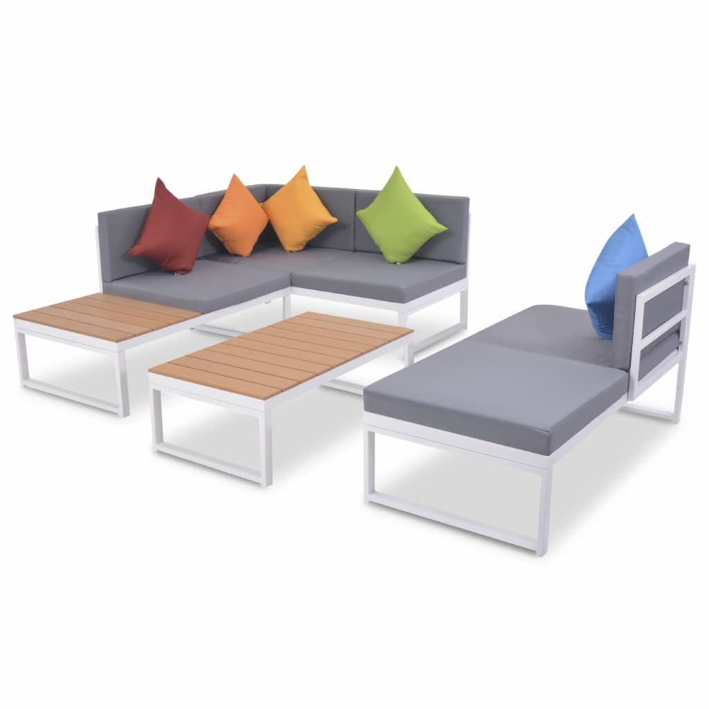 4 Piece Outdoor Conversation Sectional Sofa Set with Coffee Table Aluminum Frame Patio Lounge Set G523229