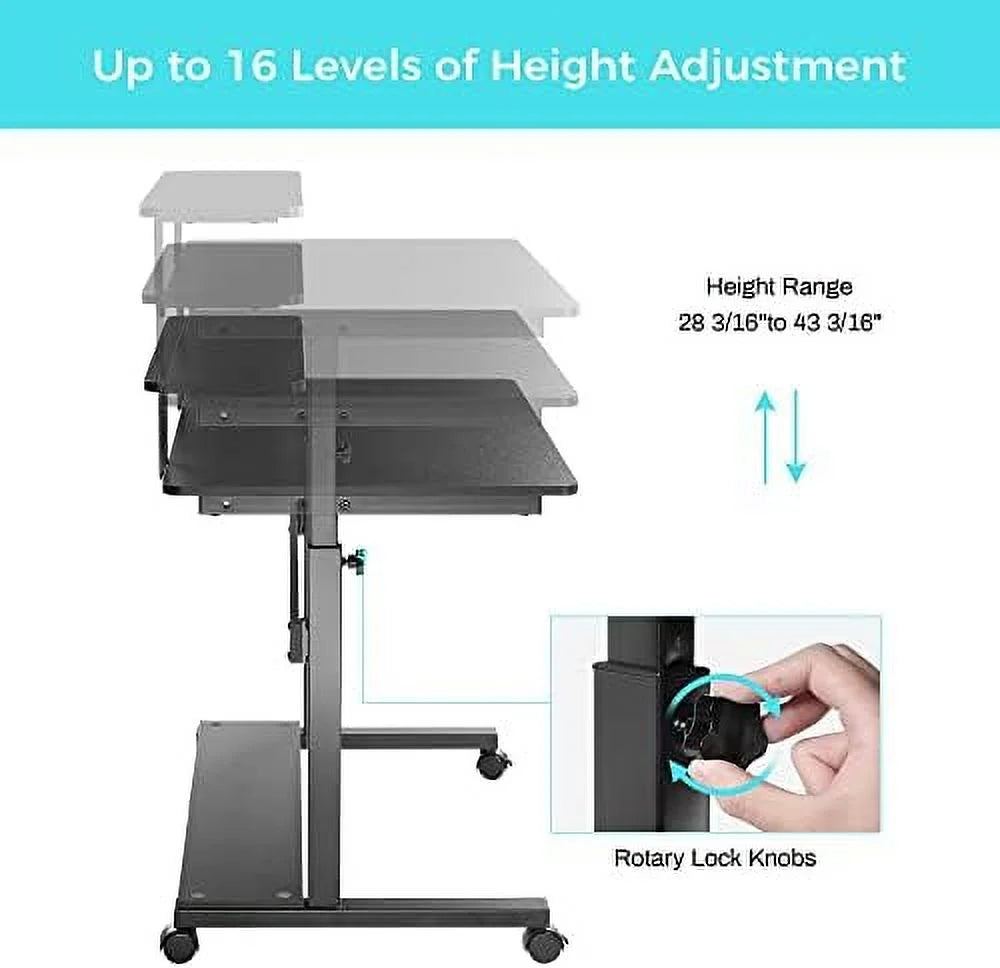 Height Adjustable Standing Desk with Monitor Shelf Black N89553