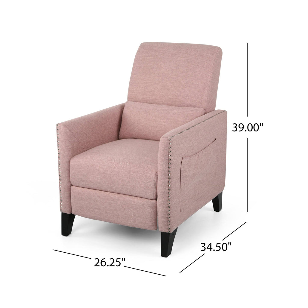 Light Blush Fabric Push Back Recliner U708073