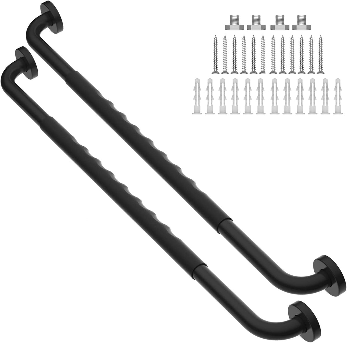 2 Pack 24 Inch Anti-Slip Stainless Steel Matte Black Shower Grab Bars I55719