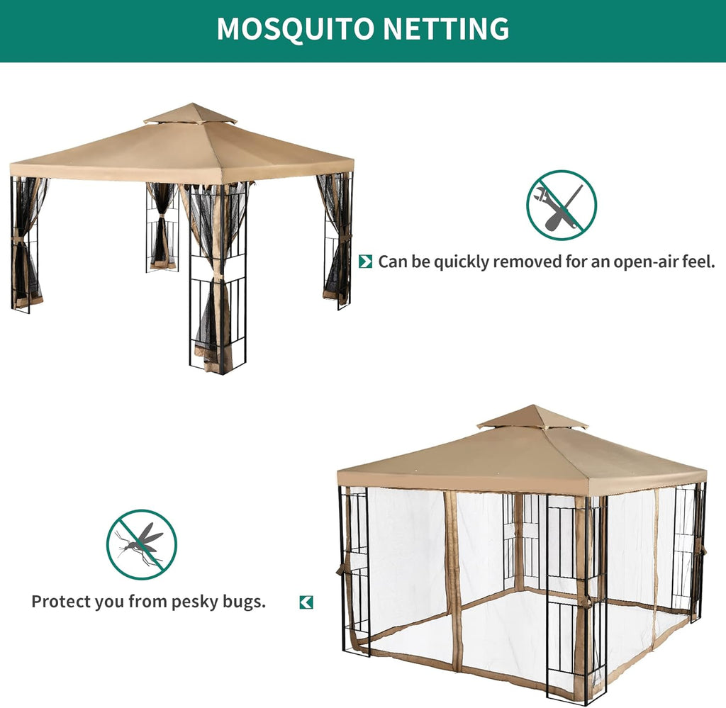 10x10 Steel Canopy with Mosquito Netting Y9573