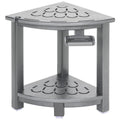 Black HDPE Corner Shower Stool with Storage Shelf and Adjustable Feet H77057