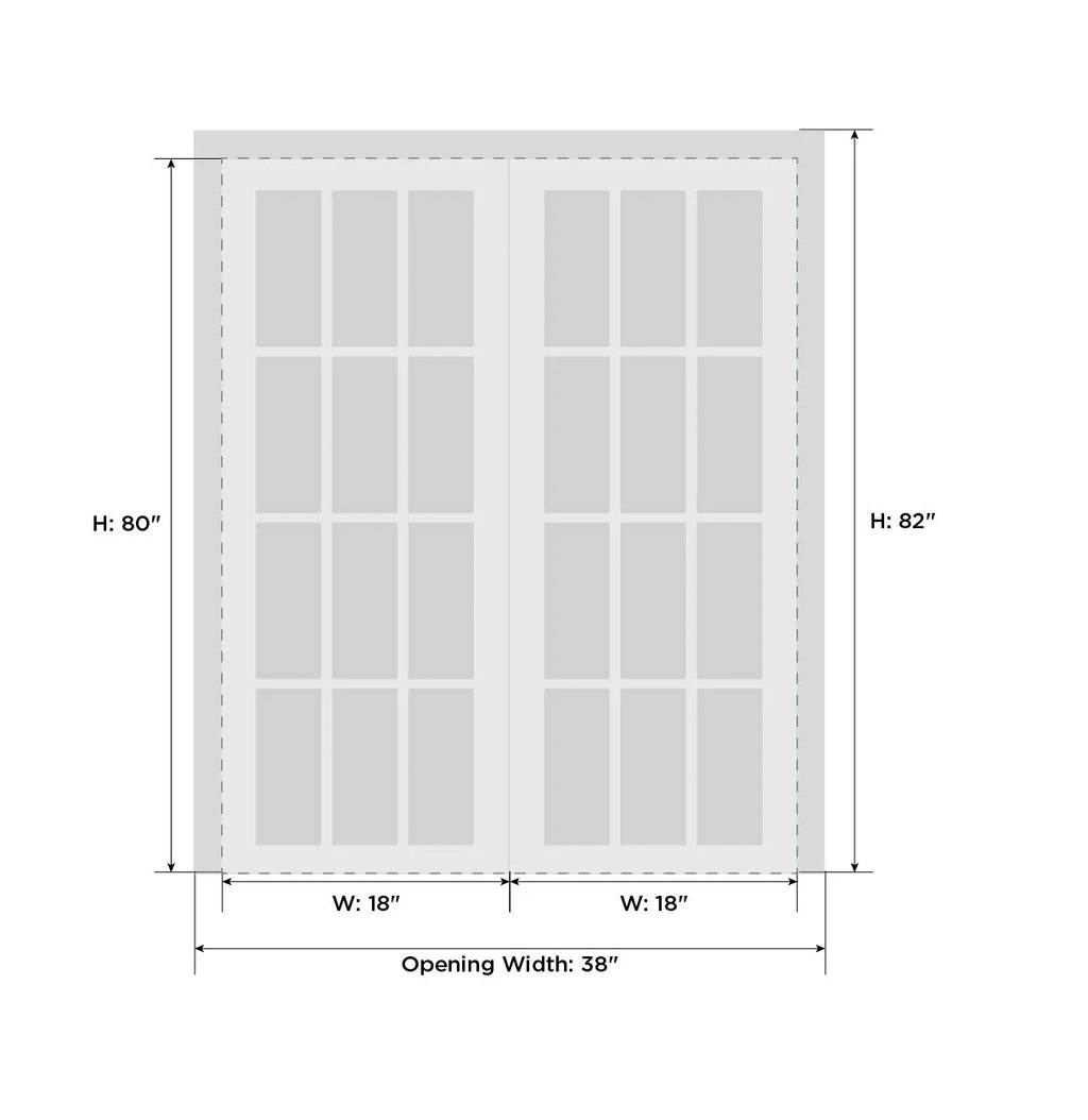 Solid French Double Doors 36 x 80 inches Painted Grey Oak Wood V110028
