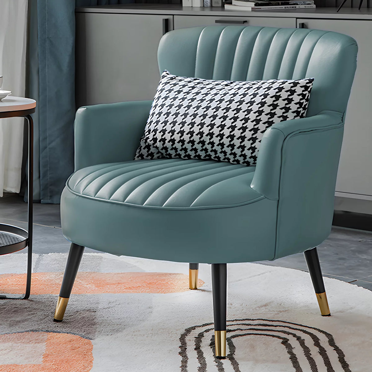 Cadet Blue Upholstered Accent Chair with Pillow U4245