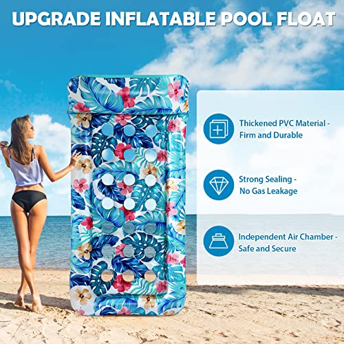 Inflatable Oversized Pool Float Lounger with Headrest T89254