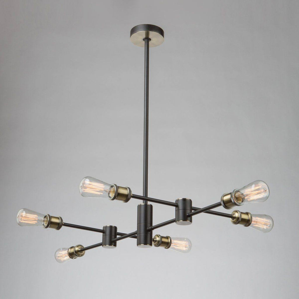 Matte Black Satin Brass 6 Light Chandelier Q69862