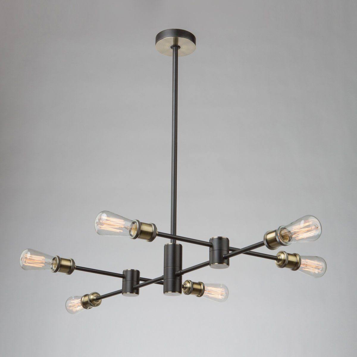 Matte Black Satin Brass 6 Light Chandelier Q69862