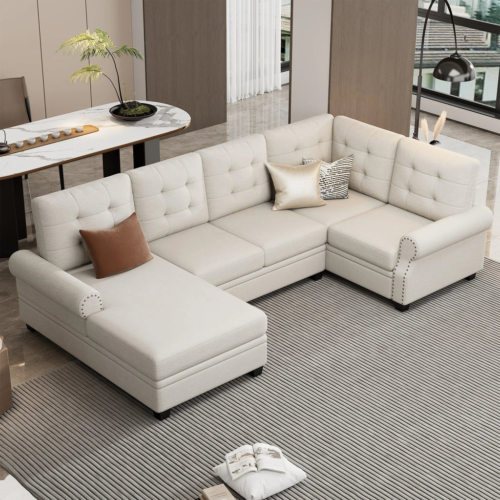 Beige U-Shaped Sectional Sofa F945251