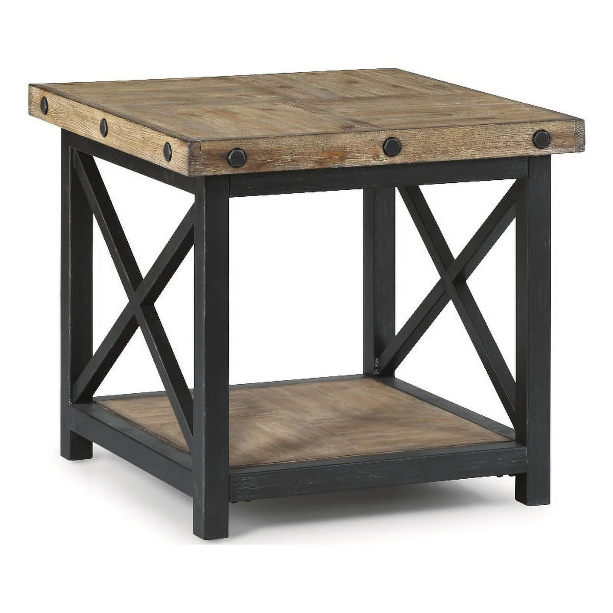 Brown Lamp Table with Metal Frame U986171