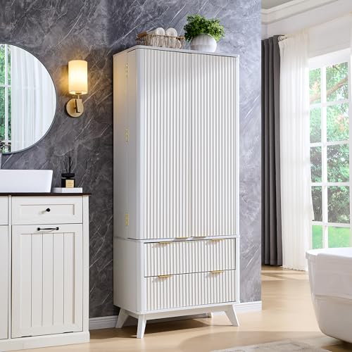 72" Dark Grey Wood Pantry Cabinet with 10 Door Shelves & 2 Drawers T9218