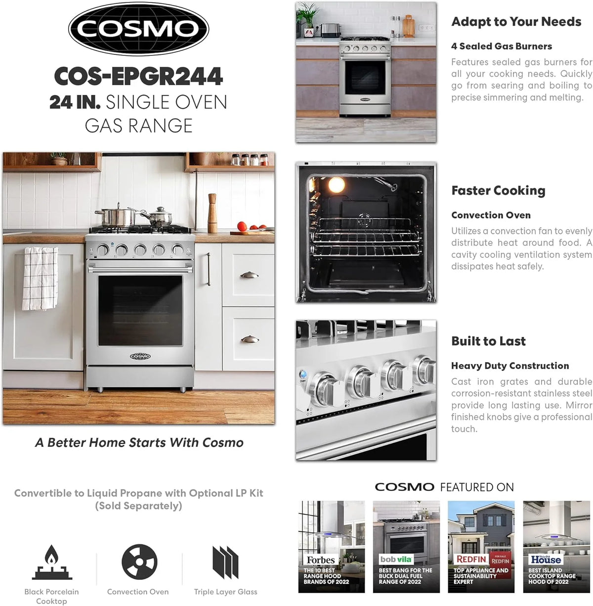 24 in. Freestanding Gas Range with 3.73 cu. ft. Capacity Oven in Stainless Steel V894639