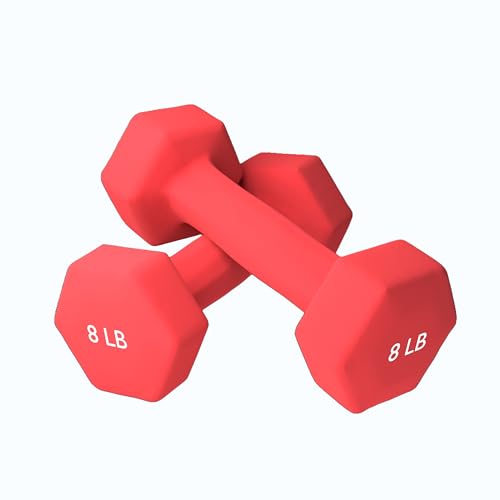 Neoprene Coated Dumbbell Hand Weight Pairs, 2LB, 4LB, 6LB, 8LB Y216573