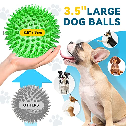 4.5'' Squeaky Dog Toy Balls, Spiky Dog Balls, Durable Puppy Chew Toys, BPA Free Non-Toxic (Purple) F327653