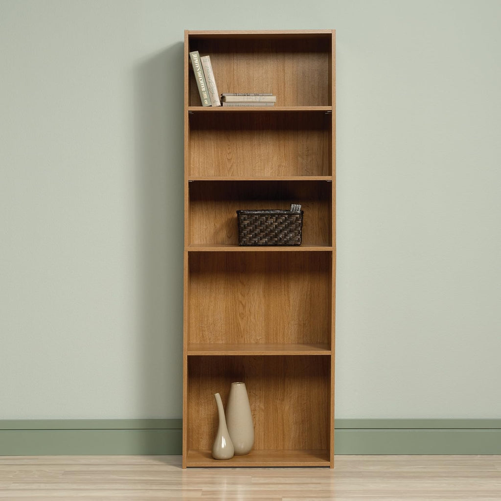 Highland Oak Pantry Cabinet and 5 Shelf Bookcase L6350