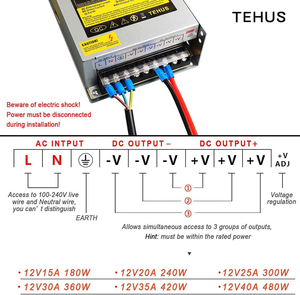 110V/220V to DC 12V 20A 240W Switching Power Supply V9547