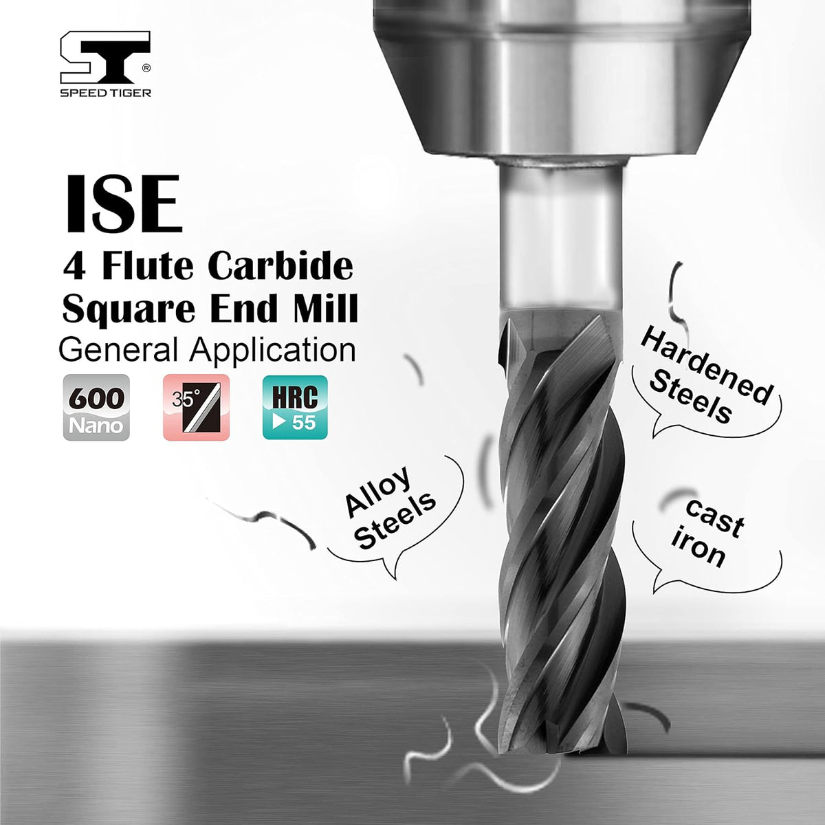 Carbide Square End Mill 4 Flute 5/16 5 Pieces U506