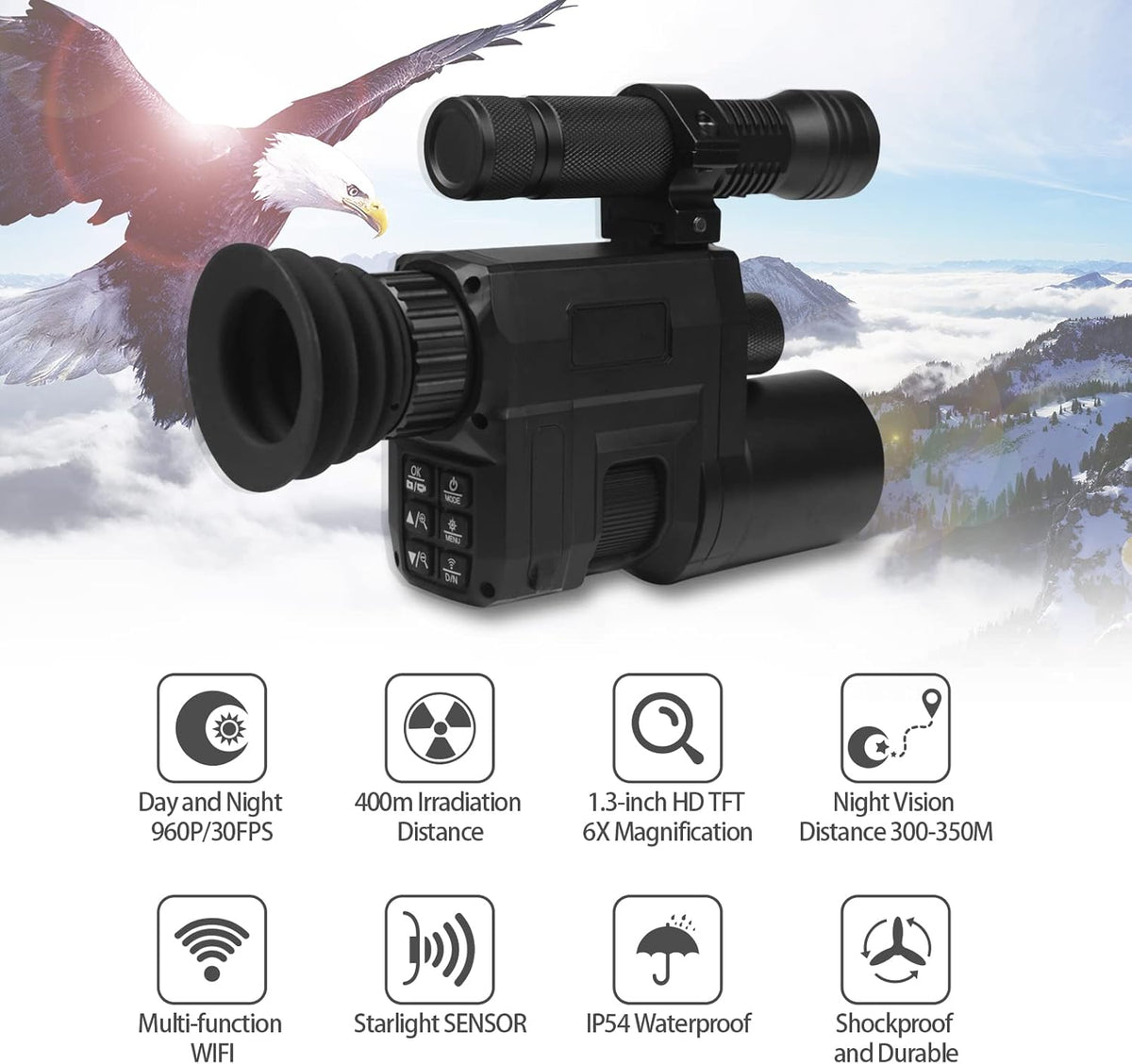 WiFi Digital Night Vision Scope Video Camera 960P 1.3 inch HD Display M110059