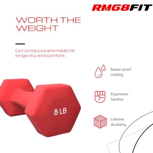 Neoprene Coated Dumbbell Hand Weight Pairs, 2LB, 4LB, 6LB, 8LB Y216573