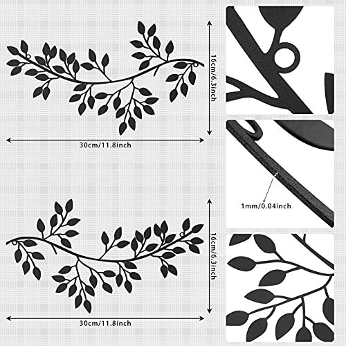 2 Pieces Metal Tree Leaf Wall Decor Wrought Iron Scroll Sculptures D8987