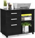 Black 3 Drawer Mobile File Cabinet with Wheels O705930