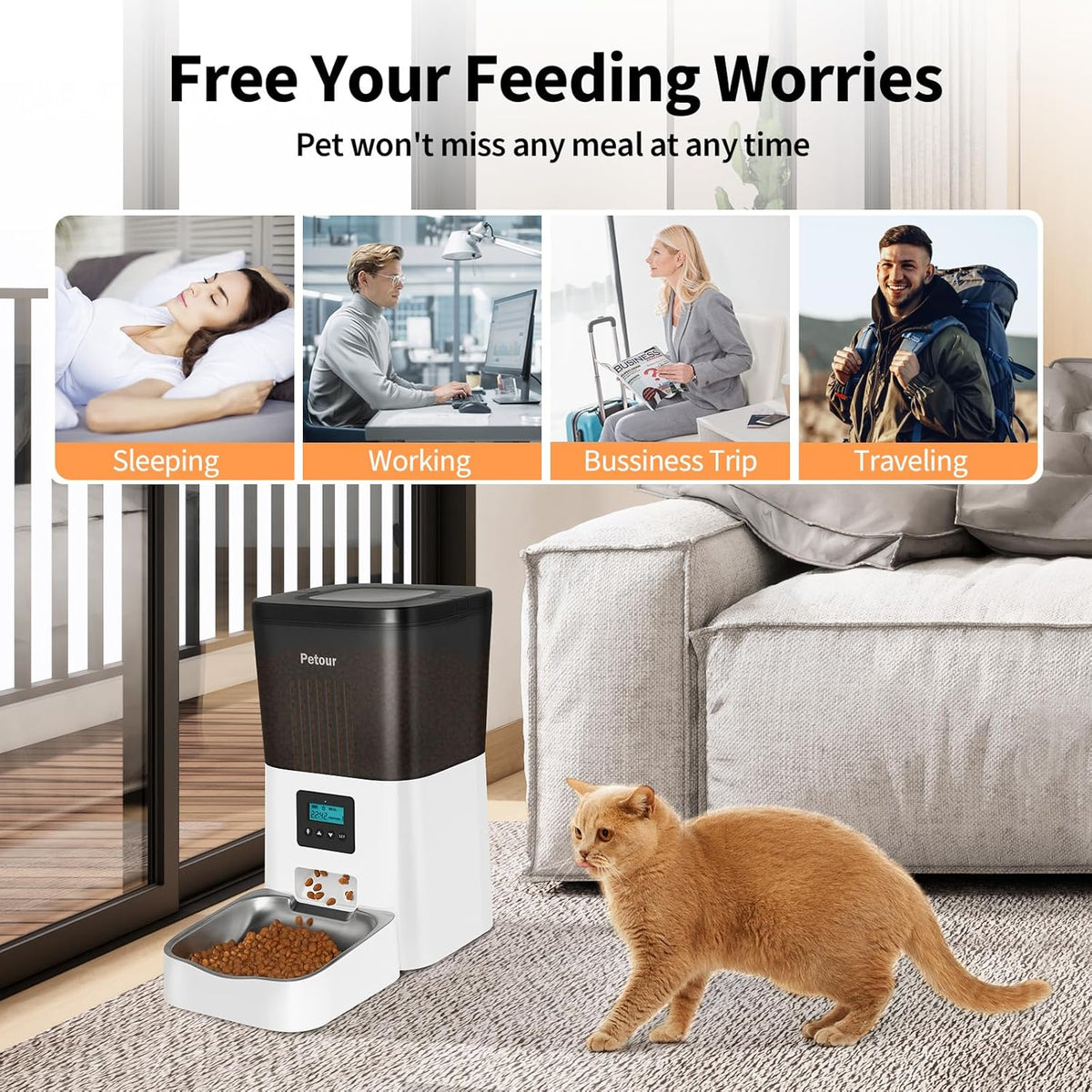 Automatic Cat Feeder with Stainless Steel Bowl M2073
