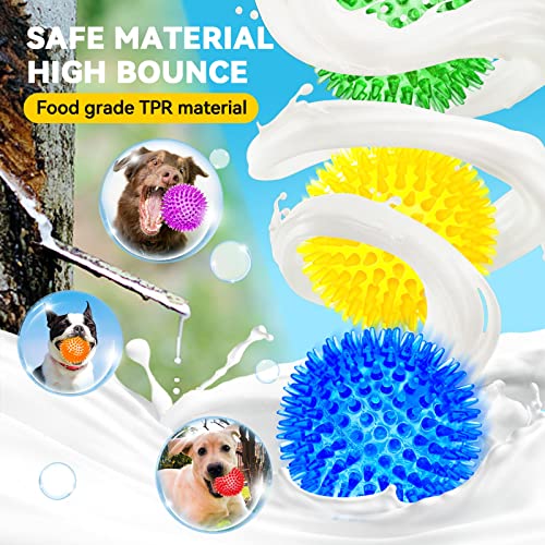 4.5'' Squeaky Dog Toy Balls, Spiky Dog Balls, Durable Puppy Chew Toys, BPA Free Non-Toxic (Purple) F327653