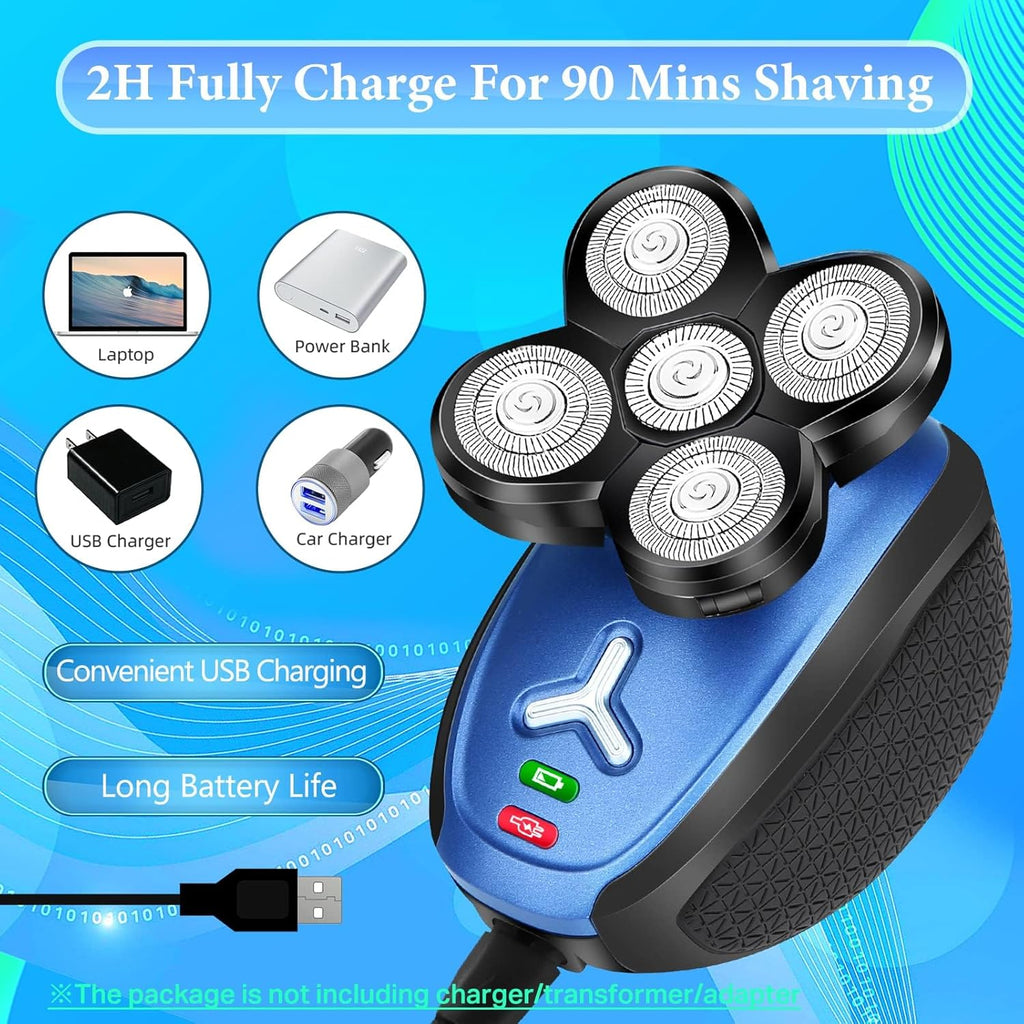 5 in 1 Cordless Waterproof Electric Rotary Head Shaver D766