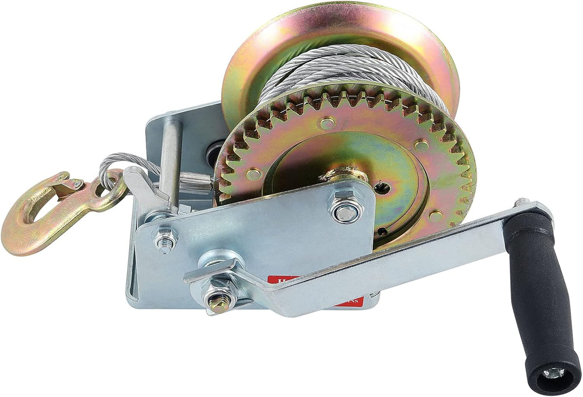 Heavy Duty Hand Winch with 49ft Steel Cable 1600lbs Capacity Pack of 2 K441
