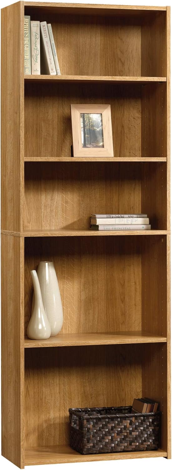 Highland Oak Pantry Cabinet and 5 Shelf Bookcase L6350