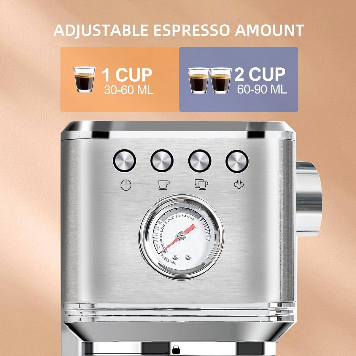 20 Bar Semi Automatic Stainless Steel Espresso Machine R3156