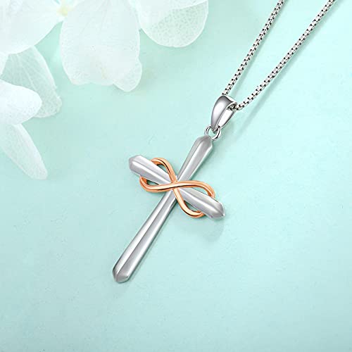925 Sterling Silver Polished Cross Pendant Necklace R42287