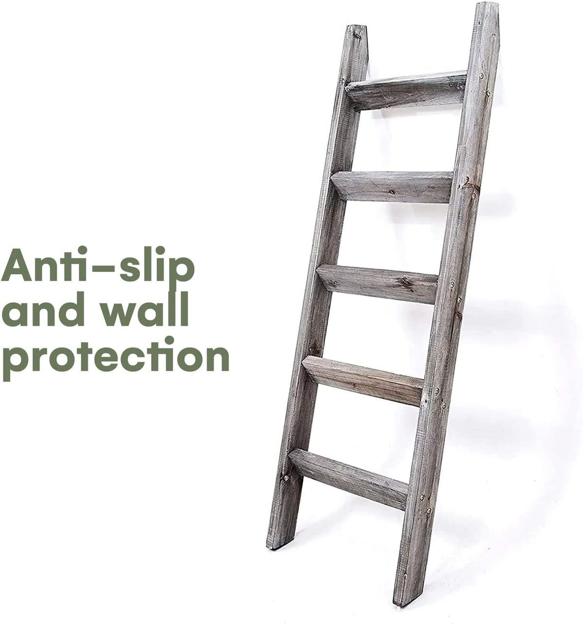 Gray White Wood Ladder Shelf A263127