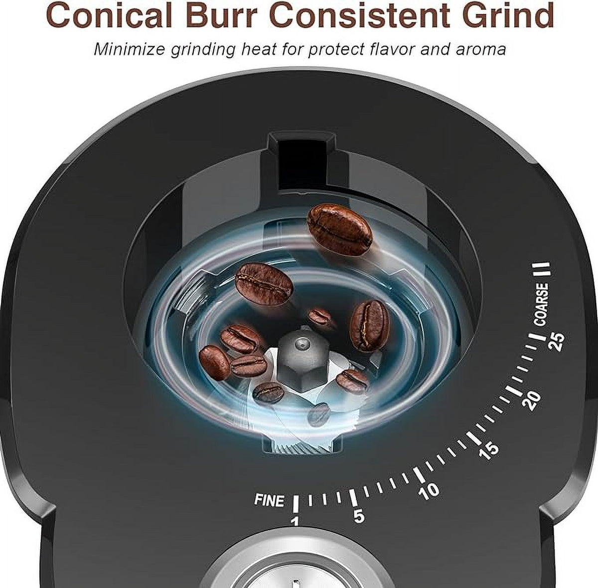 Stainless Steel Electric Conical Burr Coffee Grinder T1198