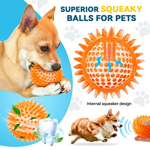 4.5'' Squeaky Dog Toy Balls, Spiky Dog Balls, Durable Puppy Chew Toys, BPA Free Non-Toxic (Purple) F327653