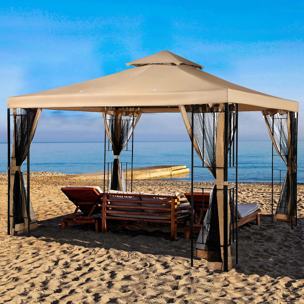 10x10 Steel Canopy with Mosquito Netting Y9573