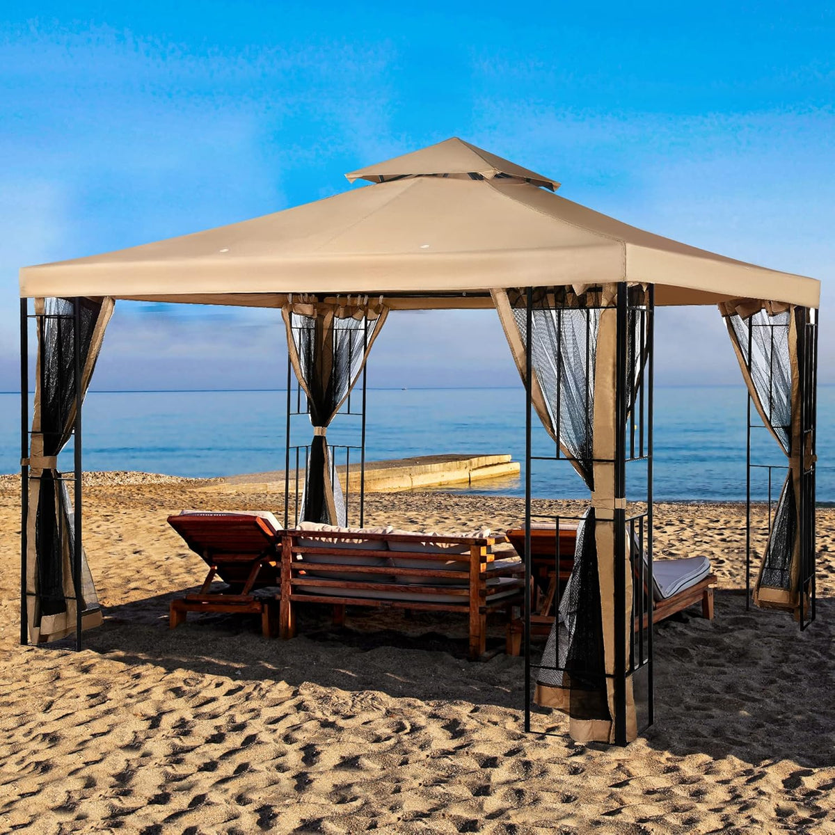10x10 Steel Canopy with Mosquito Netting Y9573