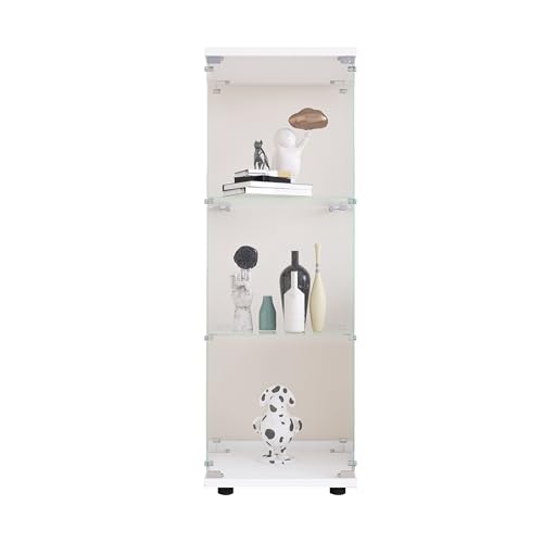 White 3 Shelves Glass Display Cabinet D7644